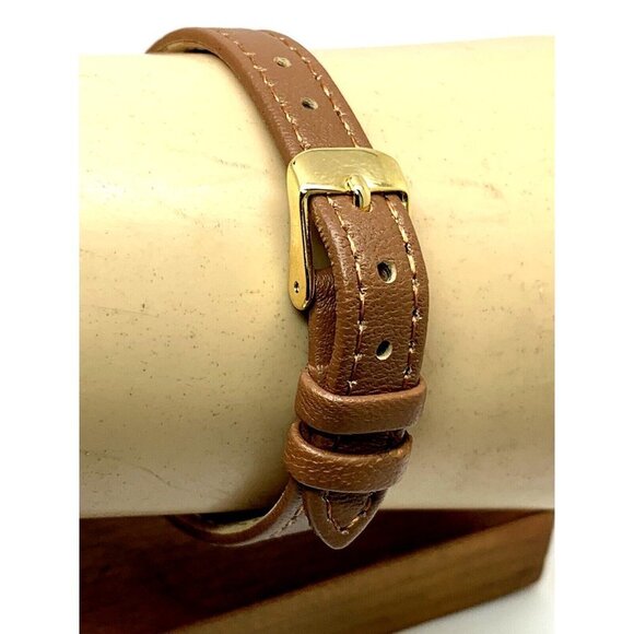 Anne Klein Women's Watch 10/9442 Gold Dial Quartz 26mm Brown Leather Band - Picture 11 of 13